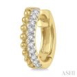 1 10 Ctw Circular Bead & Round Cut Diamond Huggie Earrings in 10K Yellow Gold on Sale