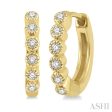 1 10 Ctw Round Cut Diamond Huggie Earrings in 10K Yellow Gold For Sale