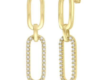 1 6 Ctw Round Cut Diamond Paper Clip Earring in 14K Yellow Gold Fashion