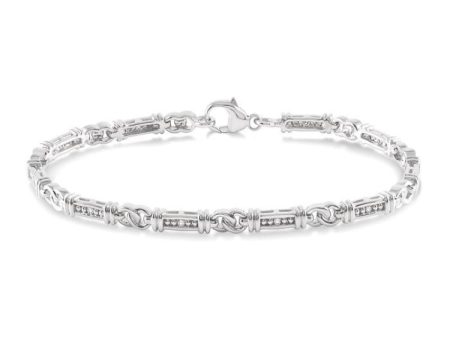 1 10 Ctw Knot Shape Single Cut Diamond Link Bracelet in Sterling Silver Online Hot Sale