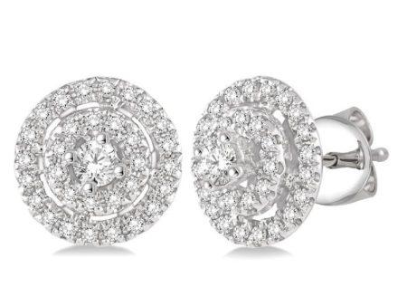 1 3 Ctw Round Cut Diamond Fashion Earrings in 14K White Gold For Cheap