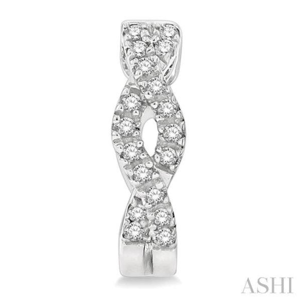 1 6 Ctw Entwined Round Cut Diamond Huggie Earrings in 10K White Gold Fashion