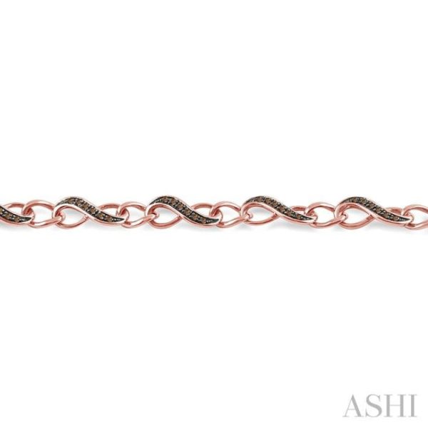 1 4 Ctw Round cut Champagne Brown Diamond Infinity Bracelet in 10K Rose Gold Hot on Sale