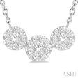 1 2 Ctw 3-Stone Lovebright Round Cut Diamond Necklace in 14K White Gold For Cheap