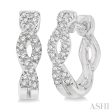 1 6 Ctw Entwined Round Cut Diamond Huggie Earrings in 10K White Gold Fashion