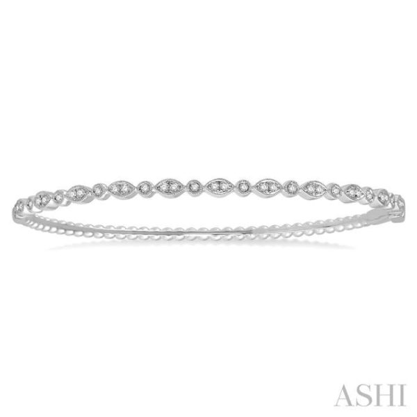 3 8 Ctw Marquise & Round Mount Stackable Diamond Bangle in 14K White Gold Cheap