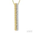 1 6 Ctw Rope Bead & Round Cut Diamond Bar Pendant With Chain in 14K Yellow Gold Fashion