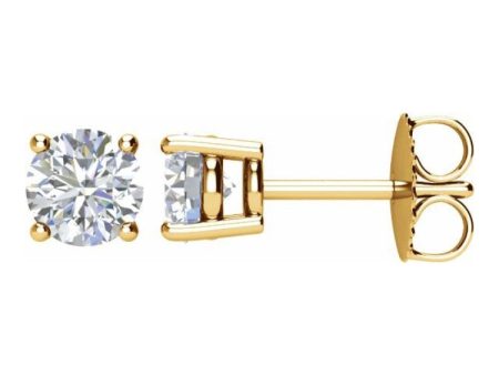 14K Yellow 1 CTW Natural Diamond Stud Earrings Online Hot Sale