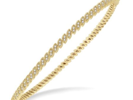 1 3 Ctw Indented Marquise Mount Round Cut Diamond Stackable Bangle in 14K Yellow Gold Cheap