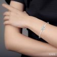 1 20 Ctw Twisted Heart Charm Round Cut Diamond Flexi Bangle in Sterling Silver Supply