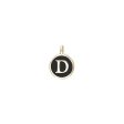 Gold Finish Sterling Silver Black Enamel Initial Charm - D For Sale