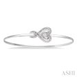 1 20 Ctw Twisted Heart Charm Round Cut Diamond Flexi Bangle in Sterling Silver Supply