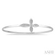 1 20 Ctw Marquise Cross Charm Round Cut Diamond Flexi Bangle in Sterling Silver Fashion