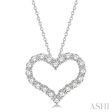 1 1 2 ctw Heart Shape Round Cut Diamond Pendant With Chain in 14K White Gold Online Sale