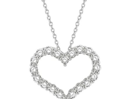 1 1 2 ctw Heart Shape Round Cut Diamond Pendant With Chain in 14K White Gold Online Sale