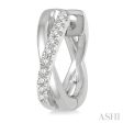 1 10 Ctw Split Intersecting Arms Round Cut Diamond Huggie Earrings in 10K White Gold on Sale