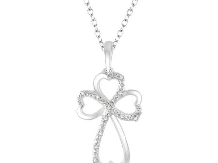 1 20 Ctw Heart Shape Round Cut Diamond Cross Pendant in Sterling Silver with Chain For Discount