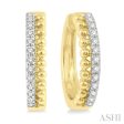 1 4 Ctw Circular Bead & Round Cut Diamond Hoop Earring in 14K Yellow Gold Hot on Sale