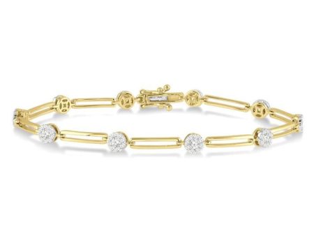 1 1 5 Ctw Lovebright Round Cut Diamond Paper Clip Link Bracelet in 14K Yellow and White Gold Online Hot Sale