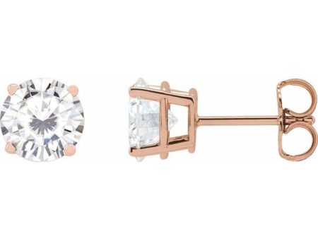 14K Rose 6.5 mm Stuller Lab-Grown Moissanite Stud Earrings Cheap