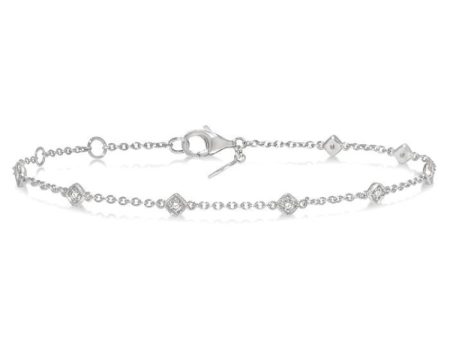 1 6 Ctw Cushion Shape Mount Round Cut Diamond Station Bracelet in 10K White Gold Online