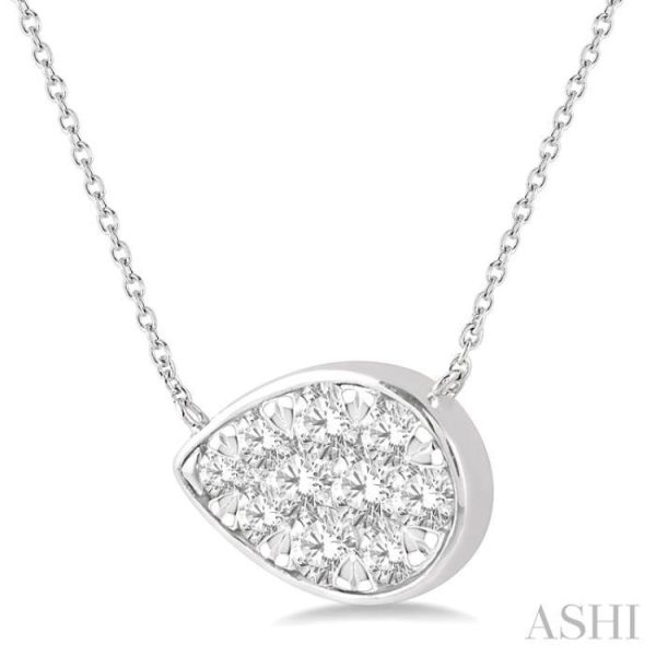 1 2 Ctw Pear Shape Lovebright Diamond Necklace in 14K White Gold For Sale