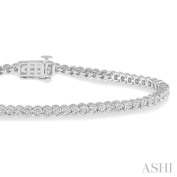 1 4 Ctw Round Cut Diamond Miracle Plate Bracelet in 10K White Gold on Sale