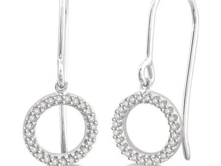 1 6 Ctw Hollow Cut Disc Round Cut Diamond Earrings in 10K White Gold Supply