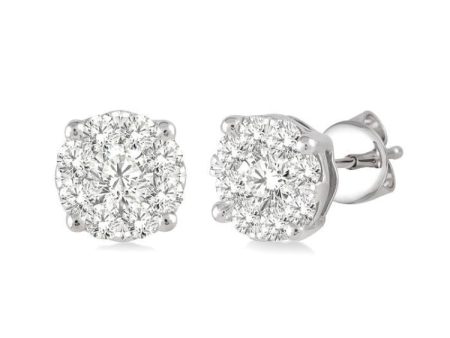 1 2 Ctw Lovebright Round Cut Diamond Stud Earrings in 14K White Gold For Discount