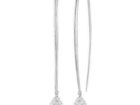 1 3 ctw Pear Shape Dangler Lovebright Round Cut Diamond Earring in 14K White Gold Fashion