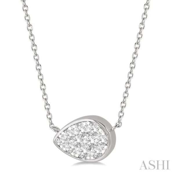 1 3 Ctw Pear Shape Lovebright Diamond Necklace in 14K White Gold on Sale