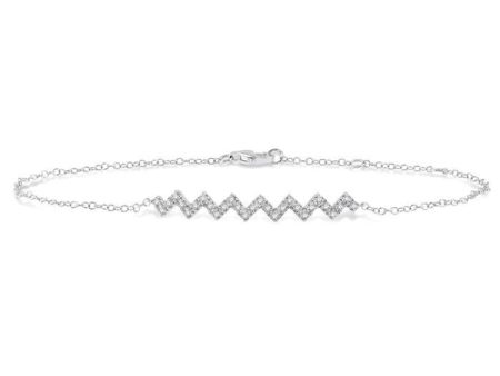 1 5 Ctw Zig-Zag Round Cut Diamond Link Chain Bracelet in 10K White Gold Online