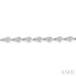 1 3 Ctw Heart Charm Round Cut Diamond Link Bracelet in 10K White Gold For Sale