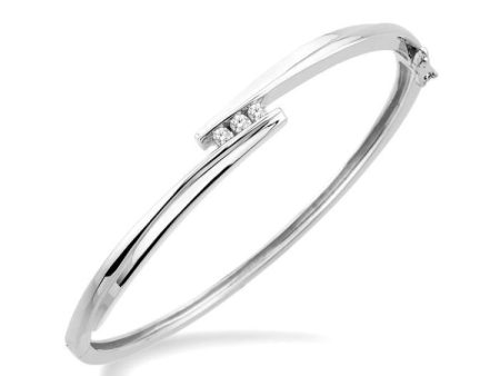 1 6 Ctw Round Cut Diamond Bangle in Sterling Silver on Sale