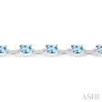 7x7  MM Cushion Shape Blue Topaz and 1 20 Ctw Round Cut Diamond Fashion Bracelet in Sterling Silver Online now