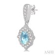 1 4 Ctw Oval Shape 5x3 MM Aquamarine & Round Cut Diamond Semi Precious Earrings in 10K White Gold Online