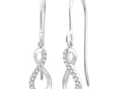 1 10 Ctw Figure Eight Round Cut Diamond Infinity Earrings in 10K White Gold For Sale