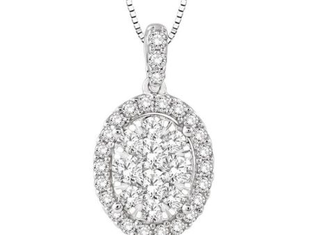 1 2 Ctw Oval Shape Diamond Lovebright Pendant in 14K White Gold with Chain Discount