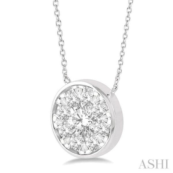 1 2 Ctw Round Shape Lovebright Diamond Necklace in 14K White Gold Online Sale