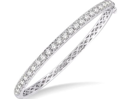 3 Ctw Round Cut Diamond Bangle in 14K White Gold Fashion