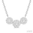 1 2 Ctw 3-Stone Lovebright Round Cut Diamond Necklace in 14K White Gold For Cheap