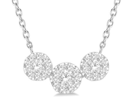 1 2 Ctw 3-Stone Lovebright Round Cut Diamond Necklace in 14K White Gold For Cheap