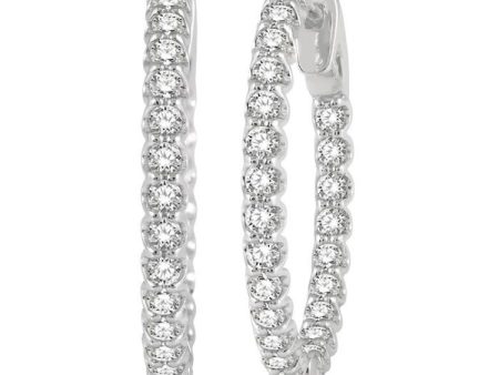 1 1 2 Ctw Inside-Out Round Cut Diamond Hoop Earrings in 14K White Gold Fashion