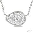 1 3 Ctw Pear Shape Lovebright Diamond Necklace in 14K White Gold on Sale