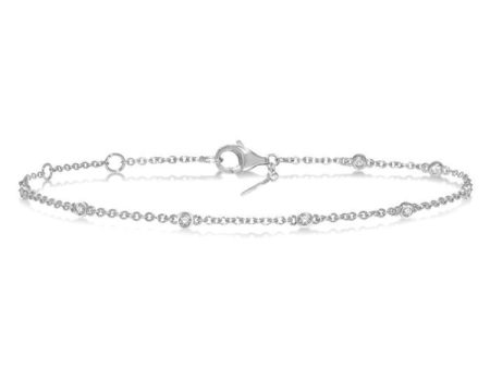 1 6 Ctw Circular Mount Round Cut Diamond Station Bracelet in 10K White Gold Fashion