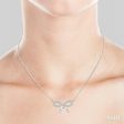 1 20 Ctw Bow Tie Round Cut Diamond Necklace in 10K White Gold For Cheap