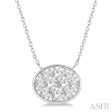 1 2 Ctw Oval Shape Lovebright Diamond Necklace in 14K White Gold Discount