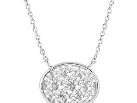 1 2 Ctw Oval Shape Lovebright Diamond Necklace in 14K White Gold Discount