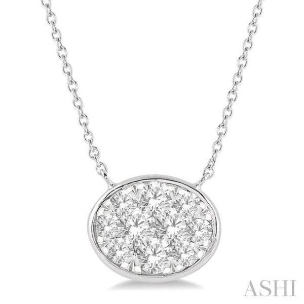 1 2 Ctw Oval Shape Lovebright Diamond Necklace in 14K White Gold Discount