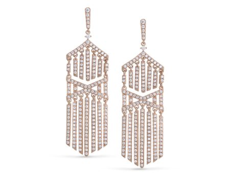 Rose Gold Finish Sterling Silver Micropave Cascade Earrings with Simulated Diamonds Supply